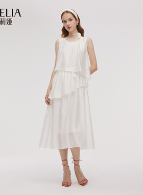 歌莉娅白色连衣裙女新款夏季海边度假风巨好看裙子1E4R4K19B
