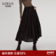 首降5折 歌莉娅丝绒半身裙女秋冬2025新款 流行穿搭气质伞摆裙子