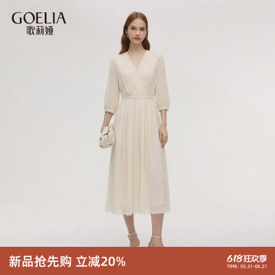 歌莉娅夏季气质法式V领连衣裙女