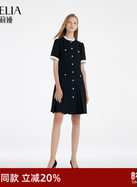 歌莉娅黑色小香风连衣裙女夏季时尚小个子气质裙子1C4R4K5SA