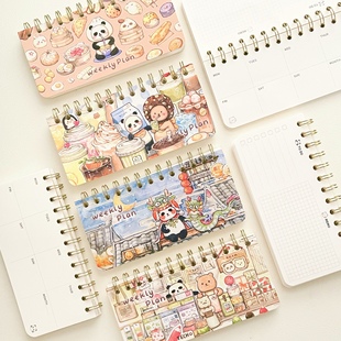 有熊周计划本点心奶茶龙年学习规划网格weekly手帐本笔记本线圈本