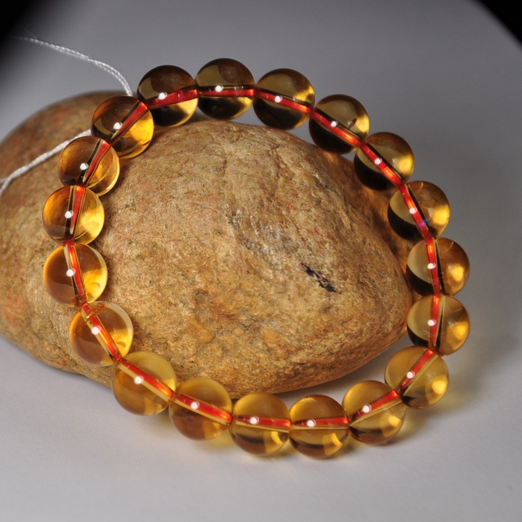 精品天然巴西黄水晶石手链橘黄色天然黄水晶石手串 男款女款 黄晶