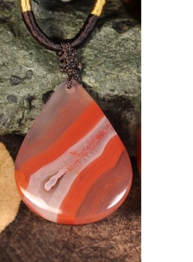 天然缟玛瑙挂件毛衣链水滴吊坠