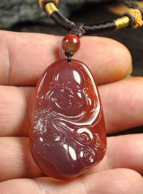 紫罗兰玛瑙弥勒佛雕件吊坠