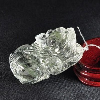 精品手雕件天然绿幽灵水晶石貔貅大挂件手把件男女吊坠毛衣链项链