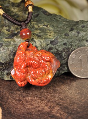 缟玛瑙招财金蟾毛衣链挂件吊坠
