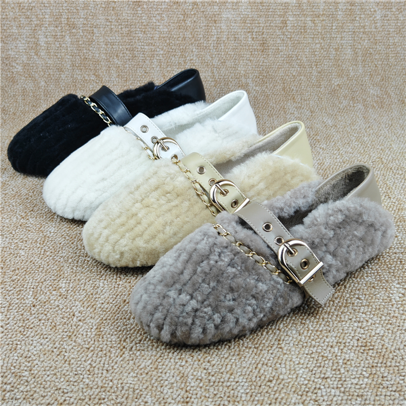羊毛平底休闲女士毛毛鞋