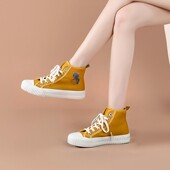 系带高帮平底帆布休闲轻便百搭女单鞋 处理新款 潮 撤柜断码 品牌女鞋