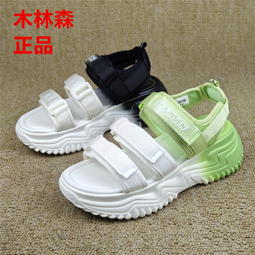 休闲厚底增高魔术贴女凉鞋