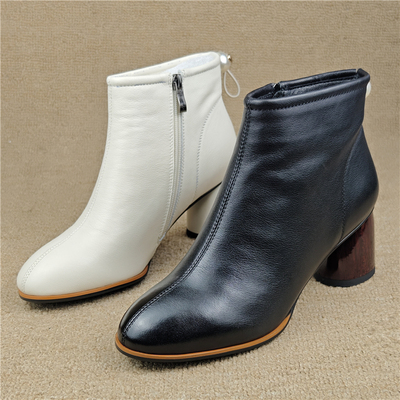 头层牛皮加绒保暖时装靴