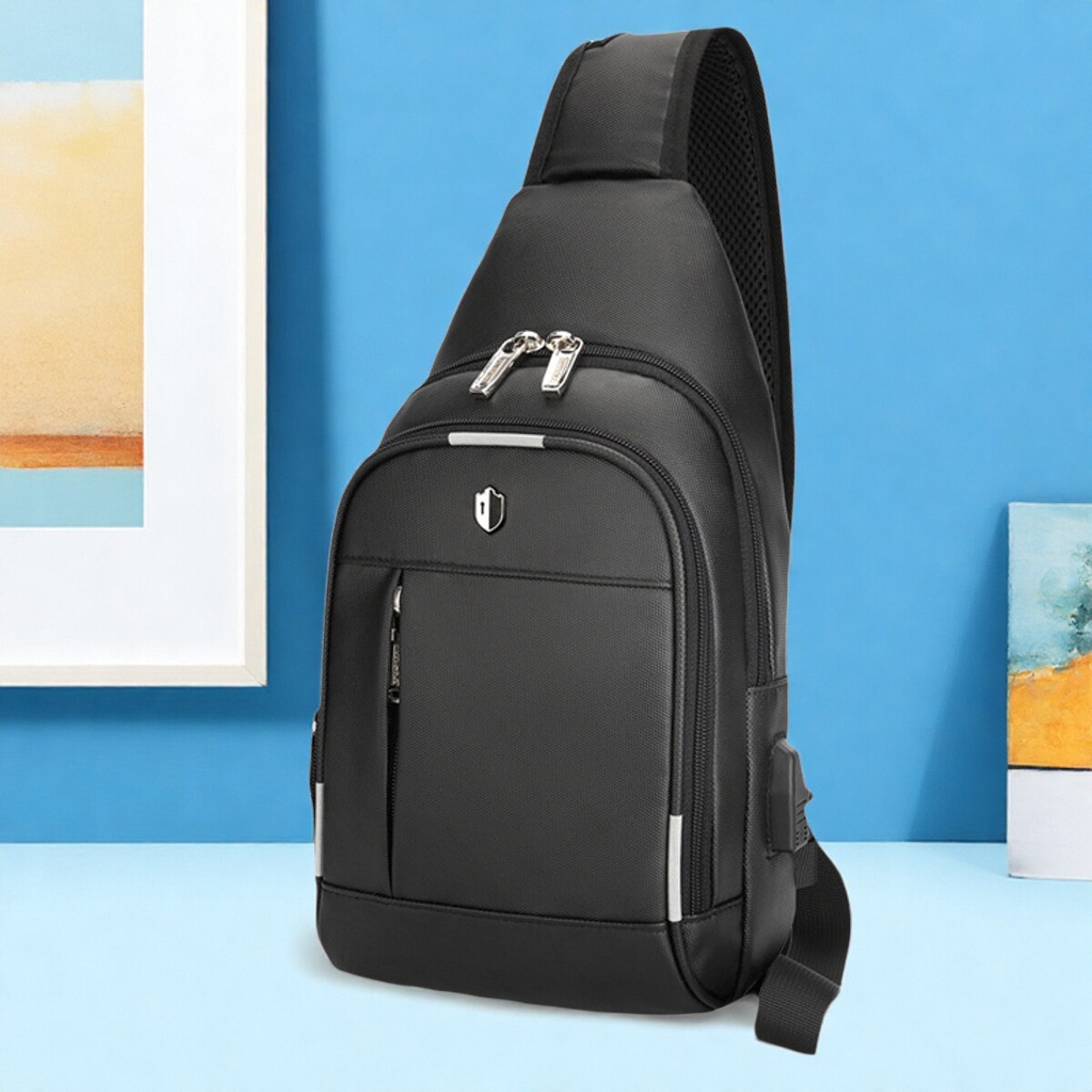 swicky新款男士单肩包潮流时尚斜挎包包休闲皮膜胸包背包批发