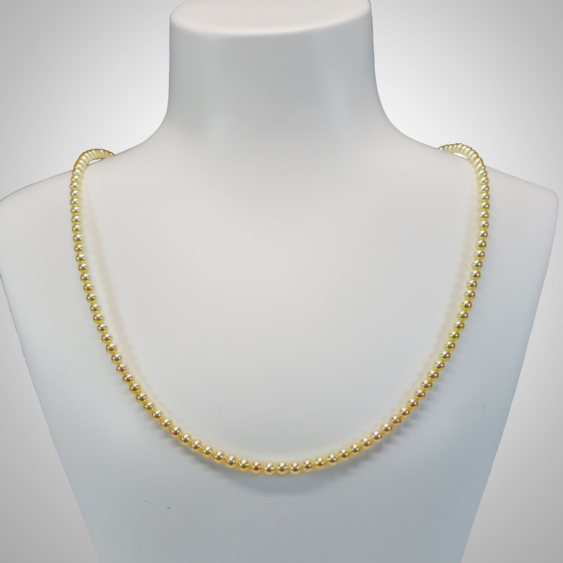 k家珠宝极上珍宝真科研无调色ji光akoya海水珍珠项链无调色