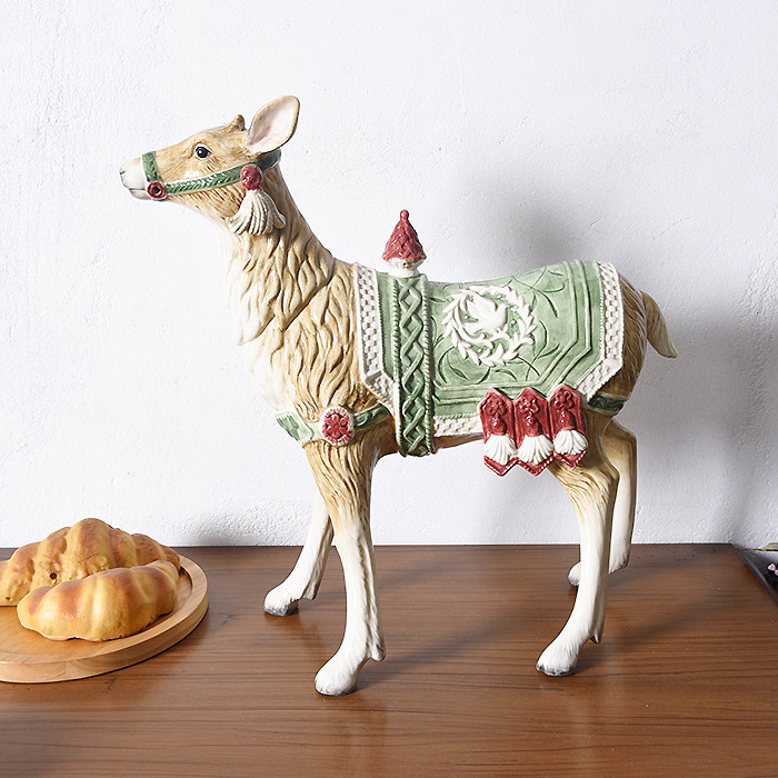 外单fitz and floyd花鹿陶瓷装饰品摆件欧美式乡村复古怀旧摆设