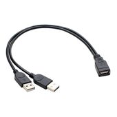 5v充电usb延长线一拖二车载一分二分线器一母二公扩展器集线器2A