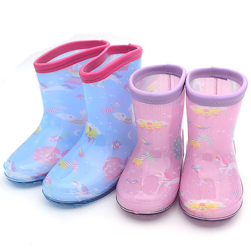 外贸原单卡通独角兽女童宝宝水晶雨鞋 ZAPS软胶防滑轻便水鞋