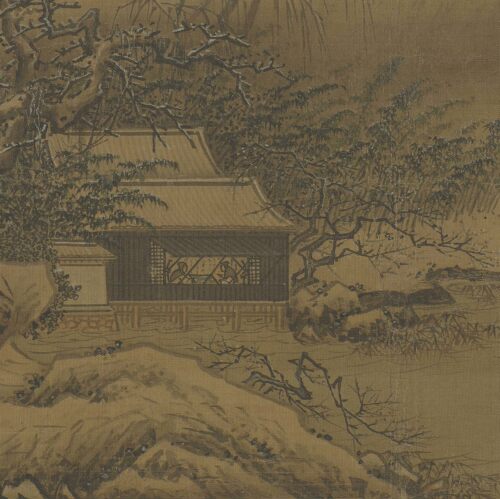 仿古字画南宋夏圭堂客雪景小品