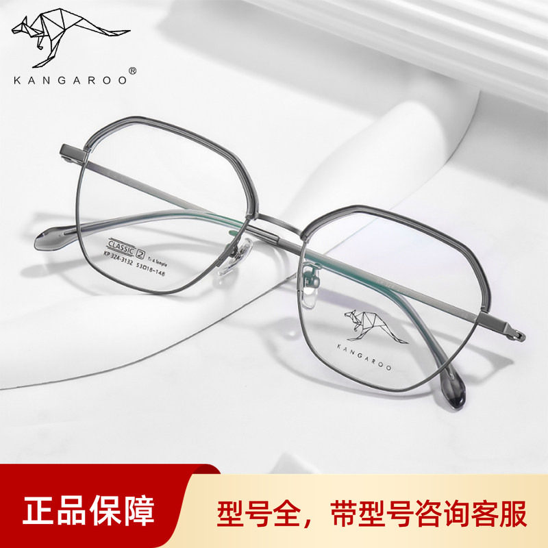KANGAROO袋鼠多功能磁吸眼镜框套镜男半框商务眼镜架眉毛架配镜片