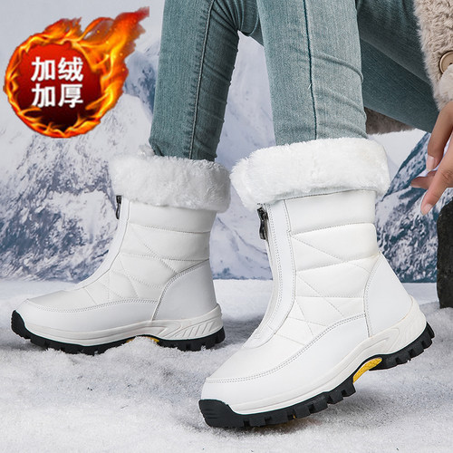贝艾梦女鞋高帮加绒保暖棉鞋