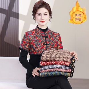 妈妈装 小背心中老年女士睡觉护颈椎马甲 加绒保暖防寒夹棉坎肩短袖