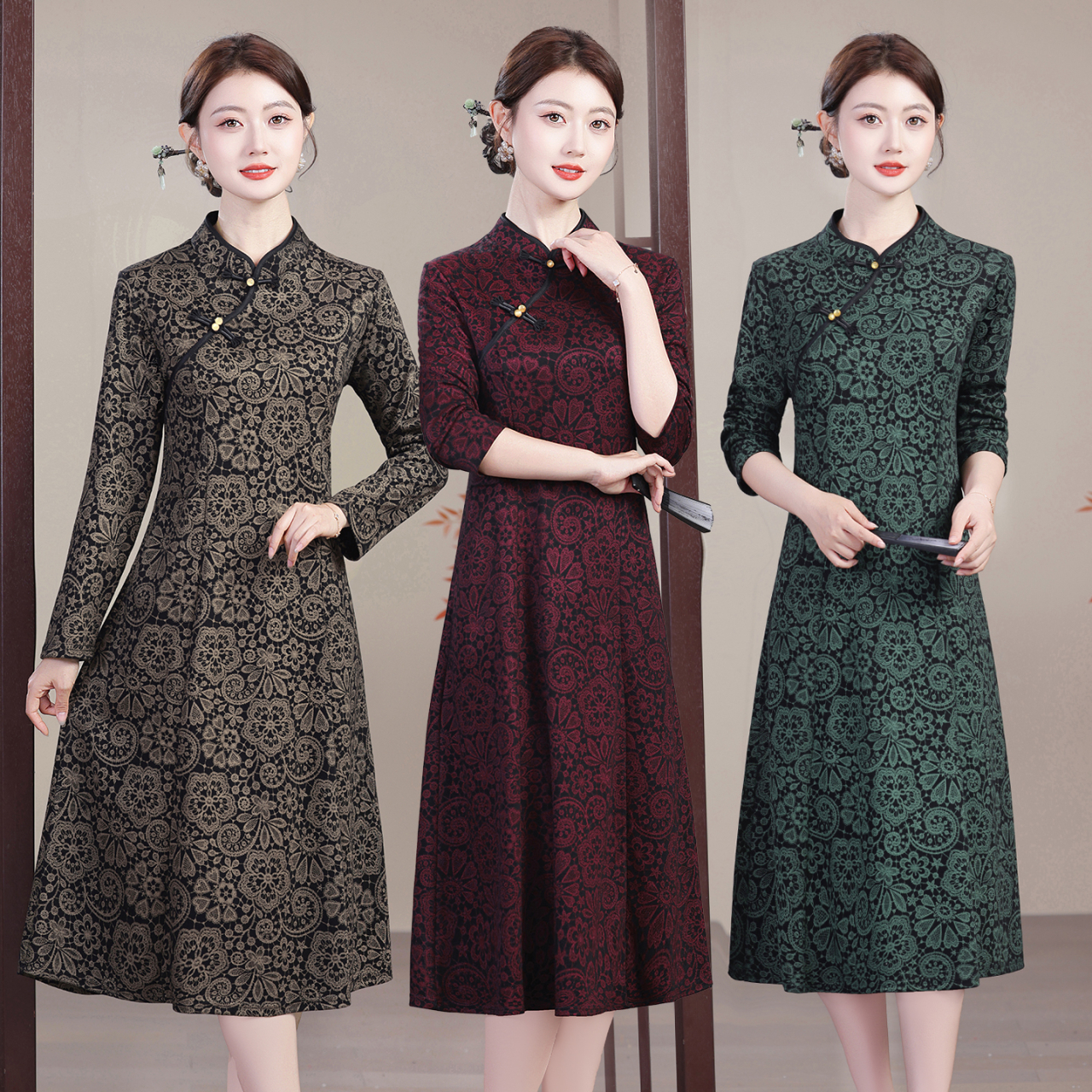 复古气质中老年女2025新款连衣裙