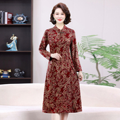 旗袍连衣裙气质优雅中长款 复古国风改良版 印花裙子 新款 2025年春季