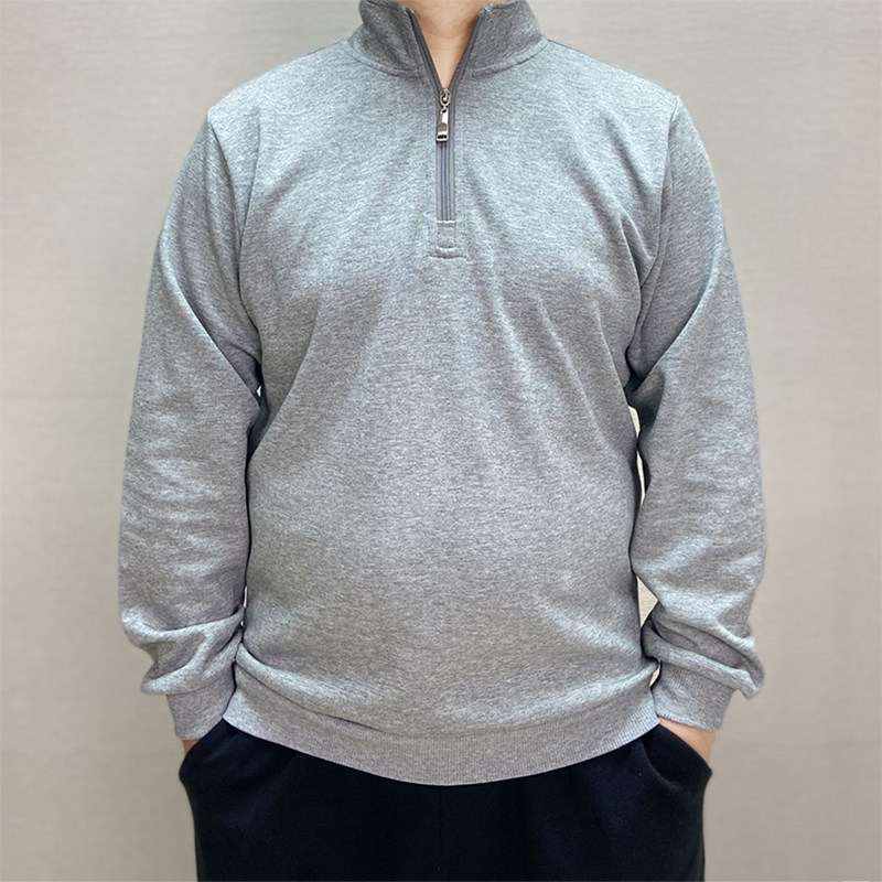 2023春秋季立领长袖卫衣宽松男装 男士纯色大码加肥加大外套打底