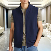 春秋马甲男士 外穿纯色潮牌无袖 纯棉休闲钓鱼背心大码 口袋坎肩薄款