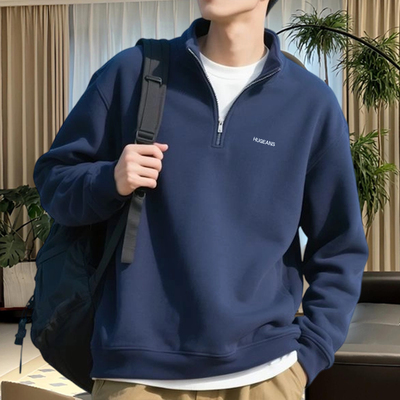 送爸爸秋冬加绒厚实半拉链卫衣