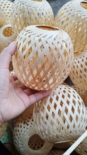 竹编灯笼竹编手工艺品竹编织竹灯笼竹装 饰灯罩复古灯笼13×13cm