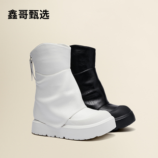 鑫哥甄选·8 圆头女款 14厘米 百搭时尚 隐形增高短靴 2024秋冬季