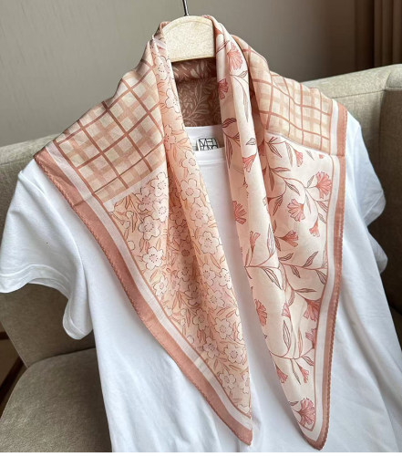 新品(65真丝棉合集)30桑蚕丝+70棉 女士丝巾头巾爆款送礼小方巾