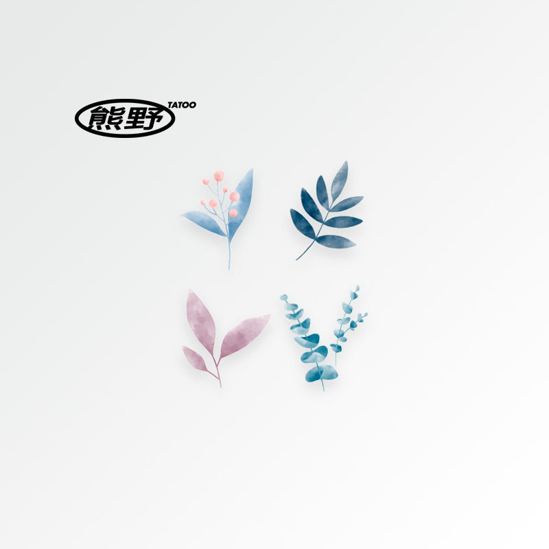 熊野|蓝色是不想说frostyleaves手绘尤加利ins风植物防水纹身贴纸