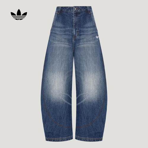 adidas阿迪达斯三叶草26年新款宽松休闲水洗牛仔运动长裤KX3140