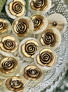 M109 25mm经典复古玫瑰花钮扣 宁静让时间停留