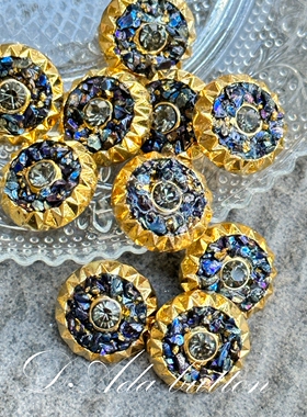 订制款 H13 21mm开运的蓝色矿石手工制作纽扣 创造运势