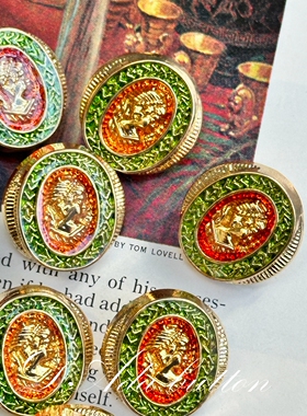 H25 22mm梦中的女孩手工彩绘纽扣 安闲恬淡