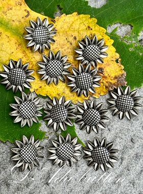 M161 21mm冬天银色向日葵复古钮扣 和风飞翔