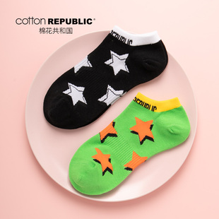 运动低帮不掉跟薄款 明星同款 袜个性 短袜袜子船袜男士 五角星袜男式