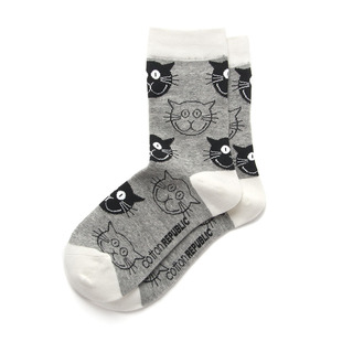 Cotton Republic/棉花共和国女士中筒ins潮袜长袜猫咪甜美袜子cat