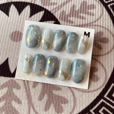 【D1194】日式椭圆M号 穿戴甲美甲光疗甲指甲片新娘甲假指甲贴片