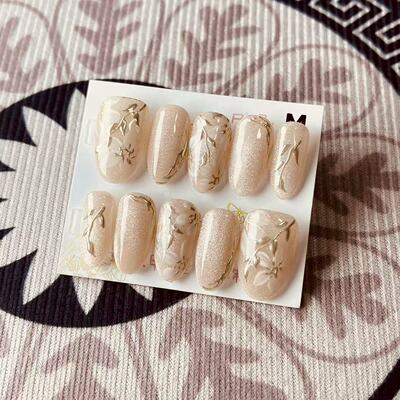 【D1264】中椭圆M号 穿戴甲美甲光疗甲指甲片新娘甲假指甲贴片