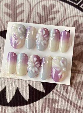 【D1295】中椭圆M号 穿戴甲美甲光疗甲指甲片新娘甲假指甲贴片