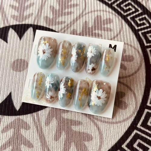 【D1180】中椭圆M号 穿戴甲美甲光疗甲指甲片新娘甲假指甲贴片