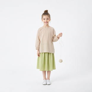 新款 Hello Emily时髦童装 圆领格子罩衫 女童初中生衣服1219 春夏装