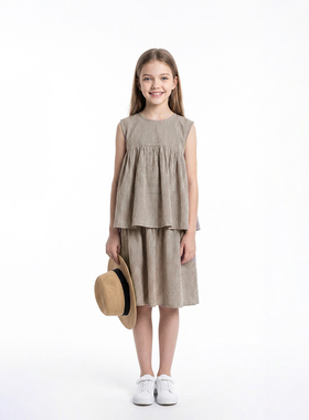 Hello Emily洋气童装无袖格子背心裙新款夏季儿童女孩连衣裙子222