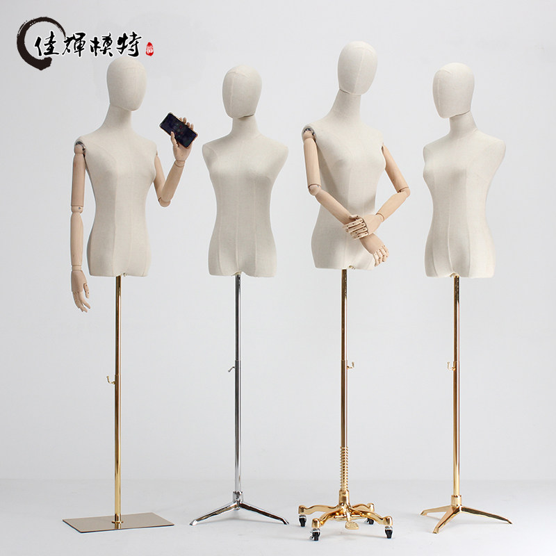 金色模特道具女半身假人高档婚纱服装店衣服展示架人台橱窗全身手