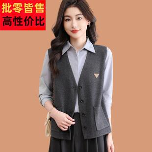 V领针织马甲背心女款2026早春新款独特时髦坎肩外穿羊毛开衫外套