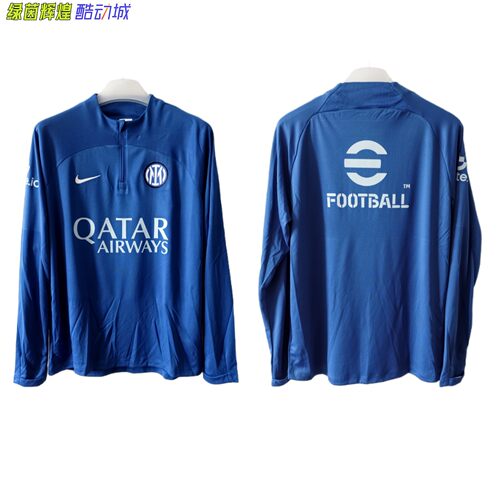 DO7877正品耐克NIKE足球训练T恤DIY国际米兰国米广告版半拉链卫衣
