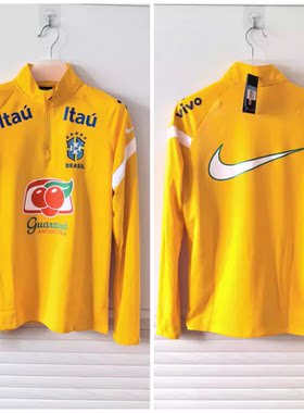 CT4754正品NIKE耐克DIY巴西队广告薄绒长袖球员版足球半拉链卫衣