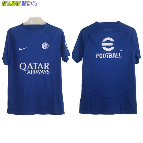 DO7823耐克NIKE国际米兰定制DIY短袖足球比赛训练服国米球衣T恤